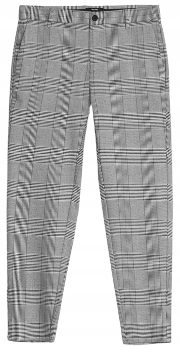 SPODNIE W KRATĘ ELEGANCKIE TALIOWANE BERSHKA r.40