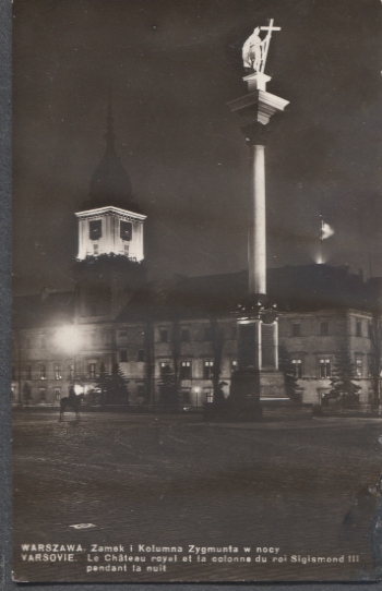 Warszawa, Plac Zamkowy nocą.1936r.