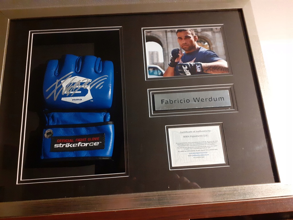 Rękawica z autografem w oprawie ! Fabricio Werdum