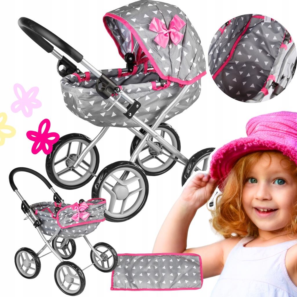 WÓZEK DLA LALEK LEKKI GŁĘBOKI STABILNY GONDOLA SKŁADANY DASZEK SPACERÓWKA