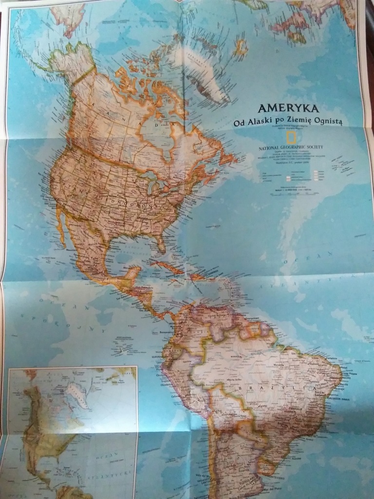 Ameryka od Alaski Ludzie mapa National Geographic