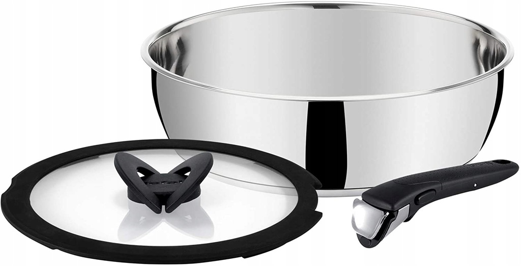 Tefal Patelnia głęboka 24 cm INGENIO PRO+pokrywka i rączka Indukcja_UŻYWANA