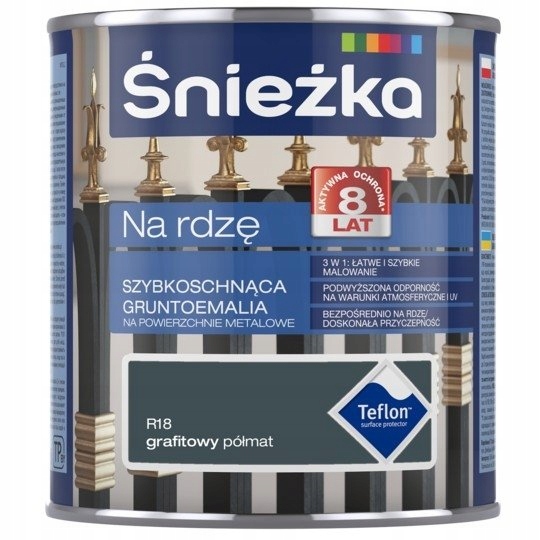 Farba na RDZĘ 0,65L grafit płm. RAL 7024 ŚNIEŻKA