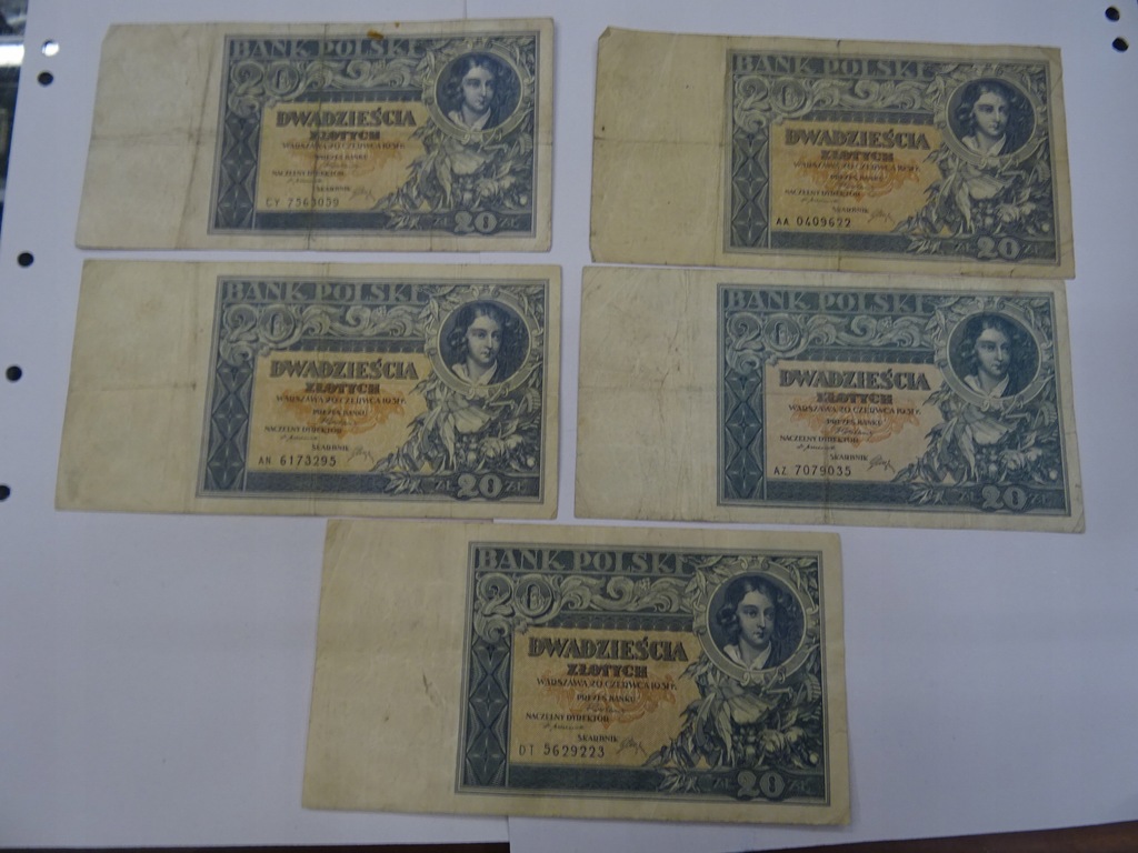 20 złotych 1931 rok - zestaw 5 banknotów