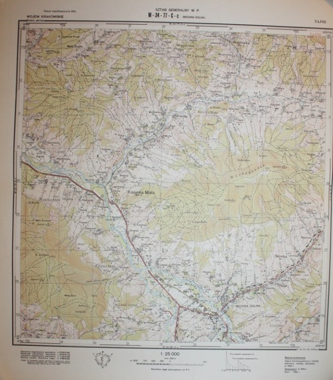 MAPA SZTAB GENERALNY WP MSZANA DOLNA KASINKA MAŁA SŁOMKA LUBIEŃ TAJNE PRL