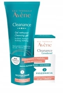 Avene Cleanance zestaw skóra tłusta żel oczyszczający 200ml+koncentrat 30ml