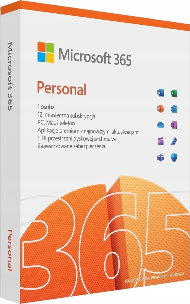Microsoft 365 Personal PL (1 osoba.; 5 urządzeń ; 12 miesięcy; wersja fizyc