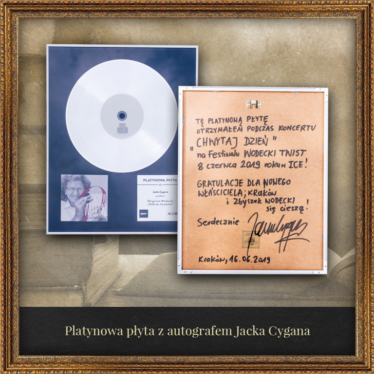Jacek Cygan, platynowa płyta z autografem