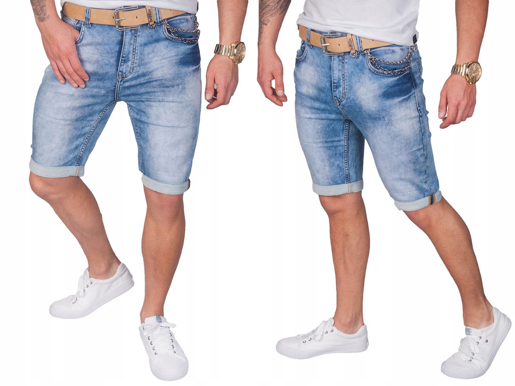 Spodenki męskie jeansowe + pasek rt9006 R. 31
