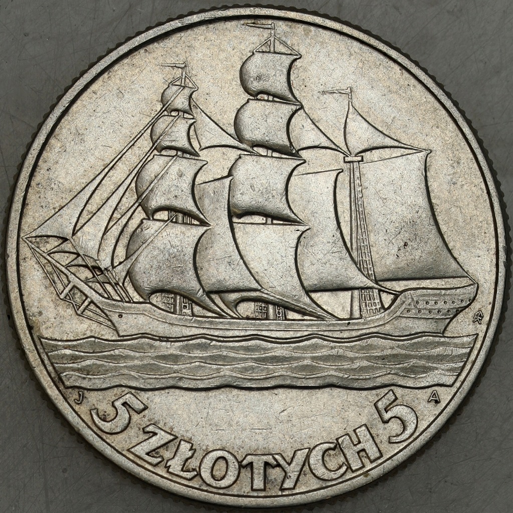 II RP. 5 złotych 1936 Żaglowiec