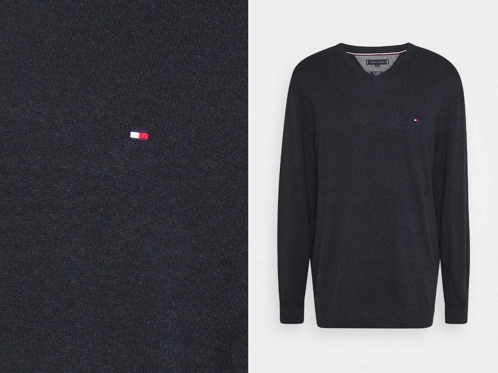 W007G06 Tommy Hilfiger SWETER CZARNY DEKOLT V L