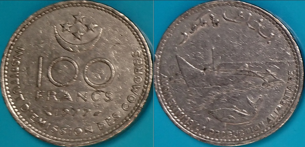 Komory 100 franków 1977r. KM 13