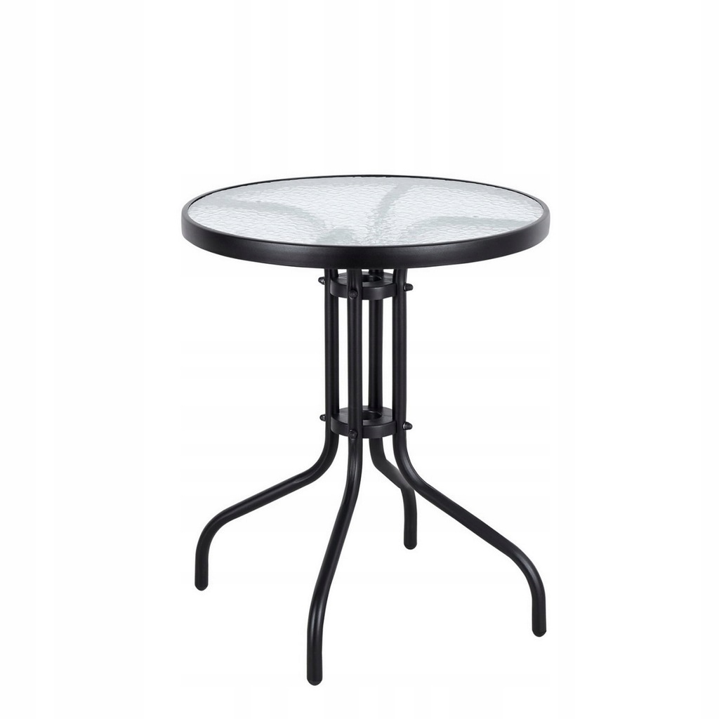 STÓŁ STOLIK OKRĄGŁY SZKLANY OGRODOWY BALKON TARAS KAWOWY 60cm ELEGANCKI
