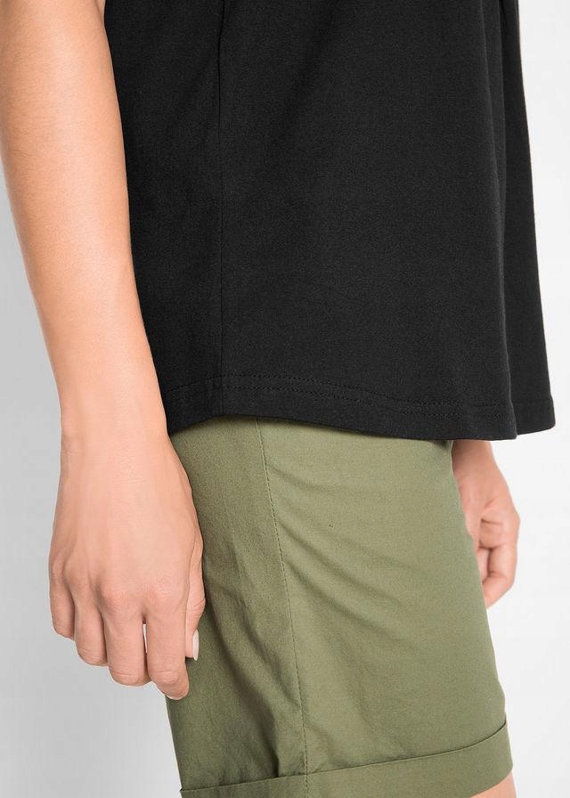 TOP BAWEŁNIANY Z KORONKĄ CZARNY 1P5A12 Bonprix 52/54