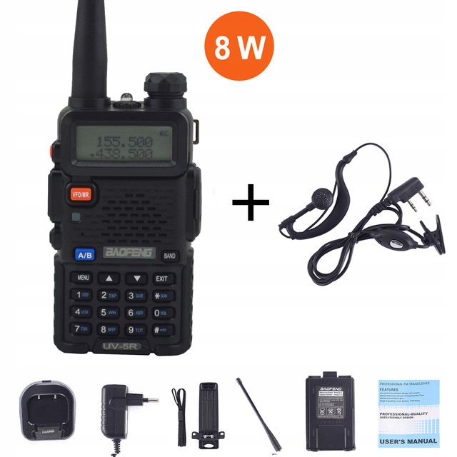 Baofeng UV-5R HT 8W Radio SKANER POLICJA POGOTOWIE