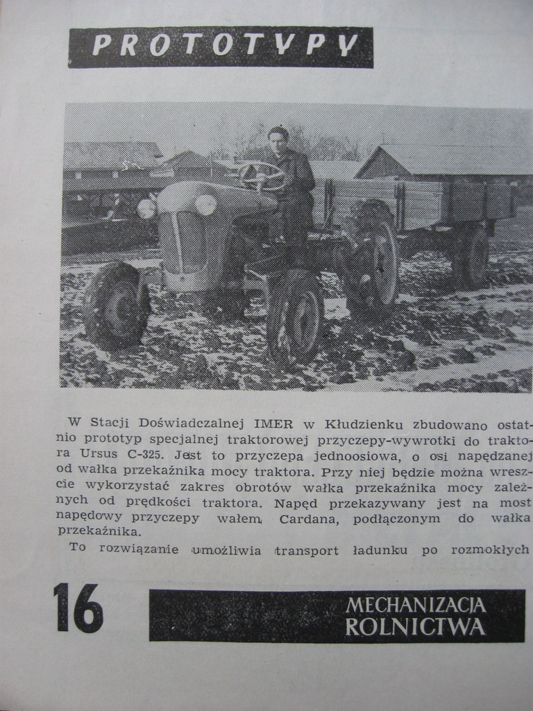 MECHANIZACJA ROLNICTWA Kombajny i maszyny żniwne URSUS DZIK MAZUR - 6/1960