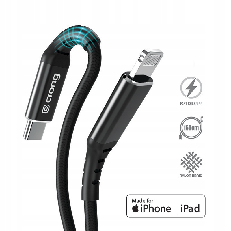 Crong Armor Link Kabel USB-C Lightning Fast Charging z certyfikat MFi 150cm