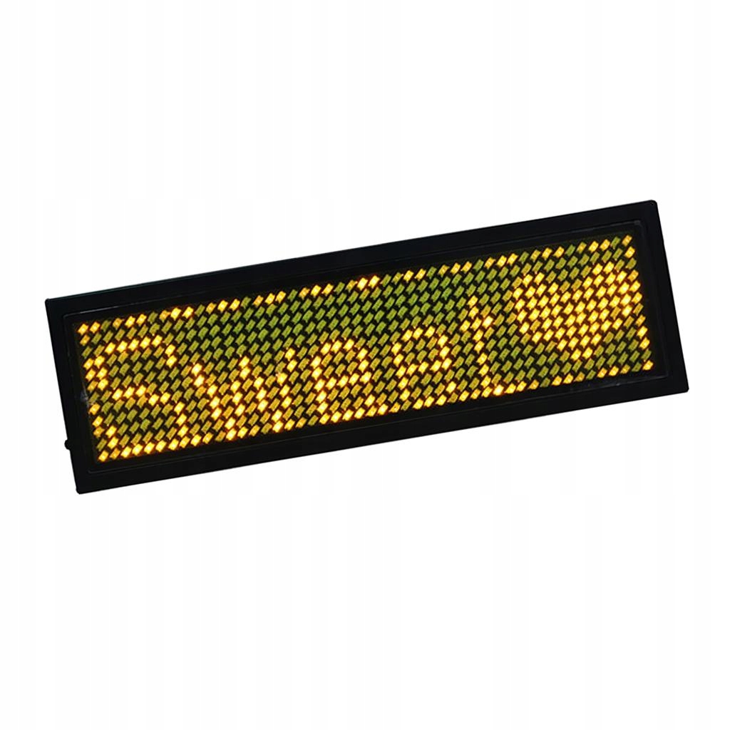 LED Badge Digital Scrolling Message Name Tag, Rechargeable Yellow