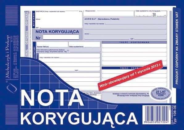 Druk 108-3E NOTA KORYGUJĄCA