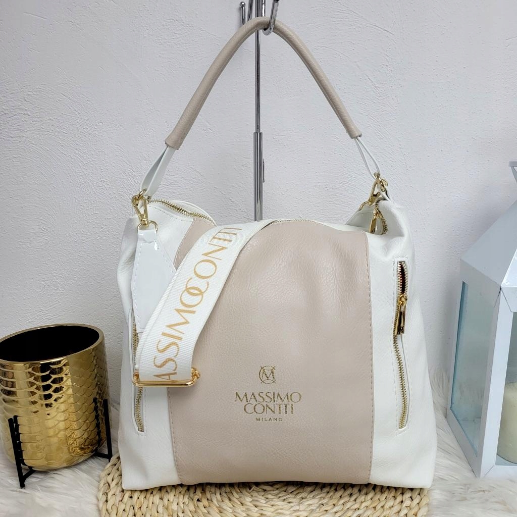 MASSIMO CONTI TOREBKA SHOPPER WOREK beż ecru