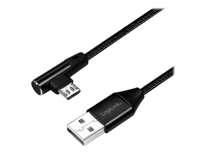 LOGILINK CU0141 LOGILINK - Kabel USB 2.0 kątowy 90 USB-A męski do micro-USB