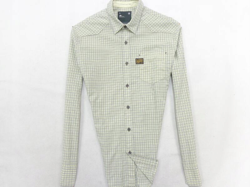 L XL G-STAR RAW KOSZULA W KRATKĘ YELLOW A1099