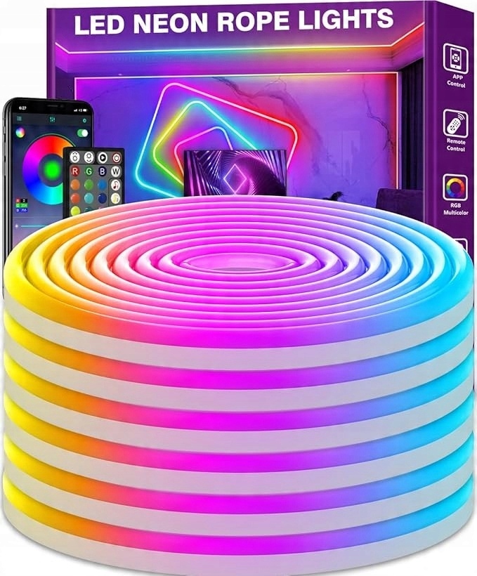 Neonowa Taśma LED RGB 18m Światło Synchronizacja Muzyka APP Pilot