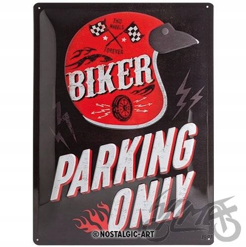 Tablica plakat 30x40 Biker Parking na prezent dla motocyklisty