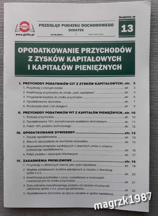 Opodatkowanie przychodów z zysków kapitałowych i k