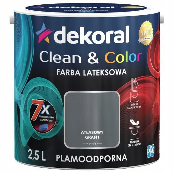 DEKORAL CLEAN&COLOR 2,5l ATŁASOWY GRAFIT