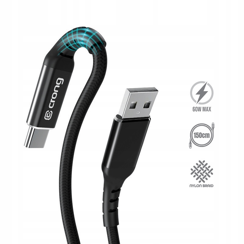 Crong Armor Link - Kabel 60W 3A USB-A do USB-C Power Delivery Fast Charging