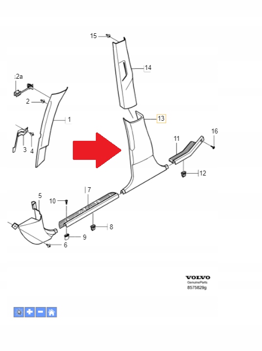 Dolna osłona słupka Volvo S40/V40 OE 30644012