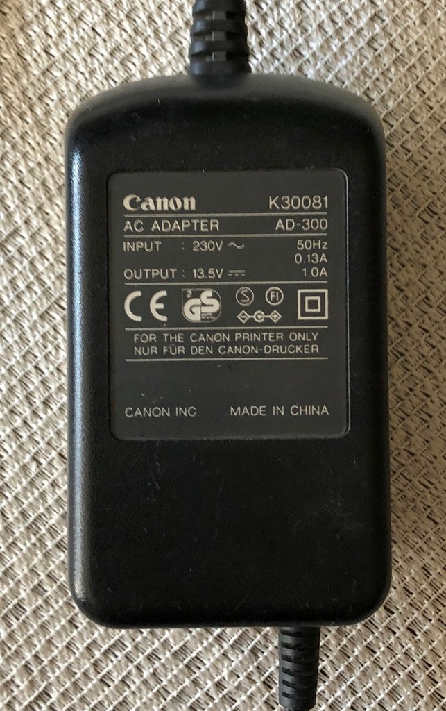 Zasilacz Canon model AD-300 13,5V 1A