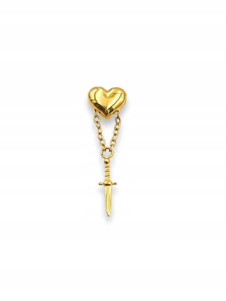 Kolczyk tytanowy Heart Stopper Gold