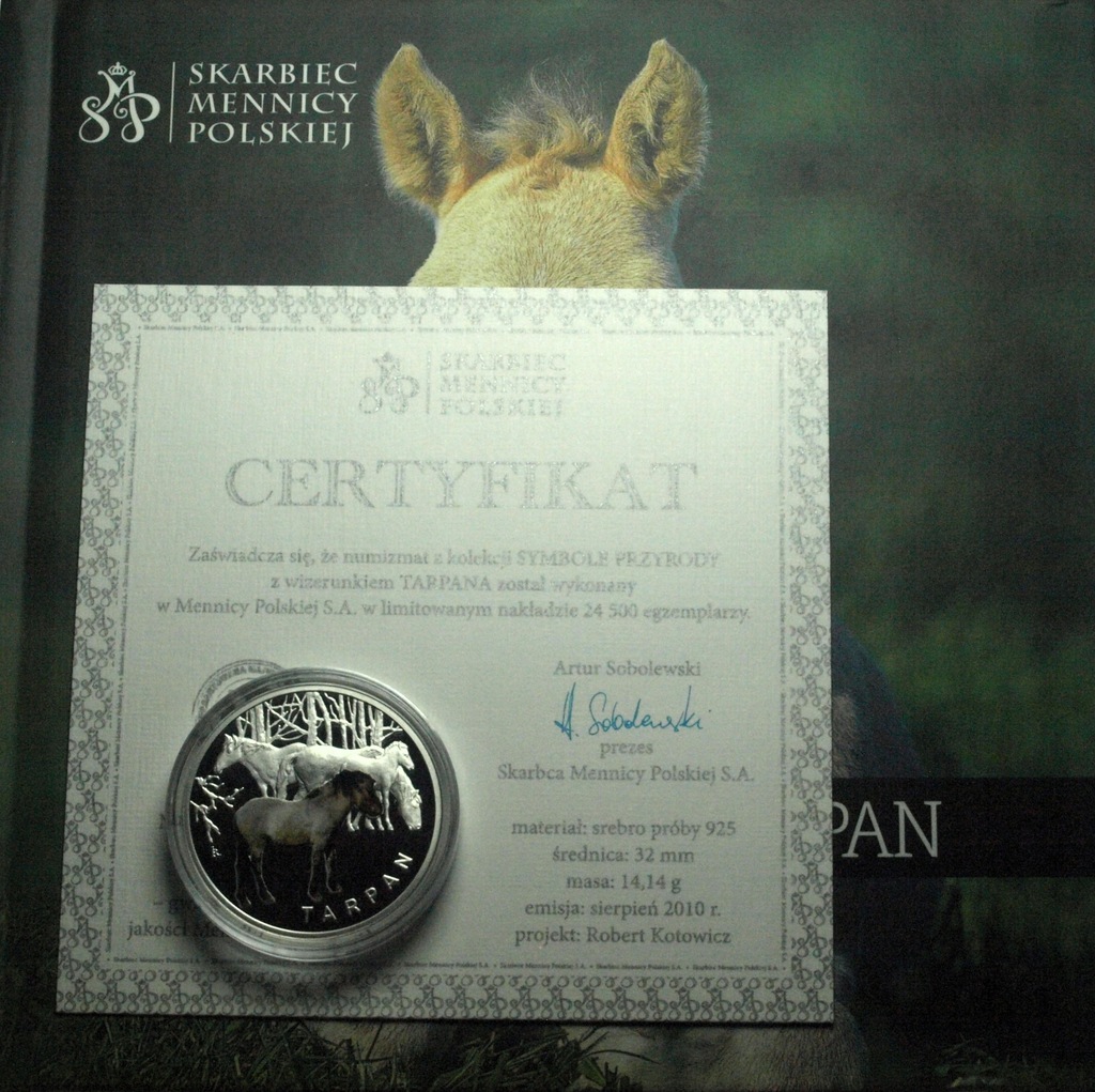 medal 2010 TARPAN Symbole Przyrody Zwierzęta Mennica SREBRO