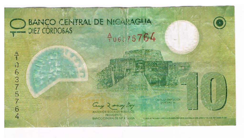 Nikaragua 10 kordoba plastik