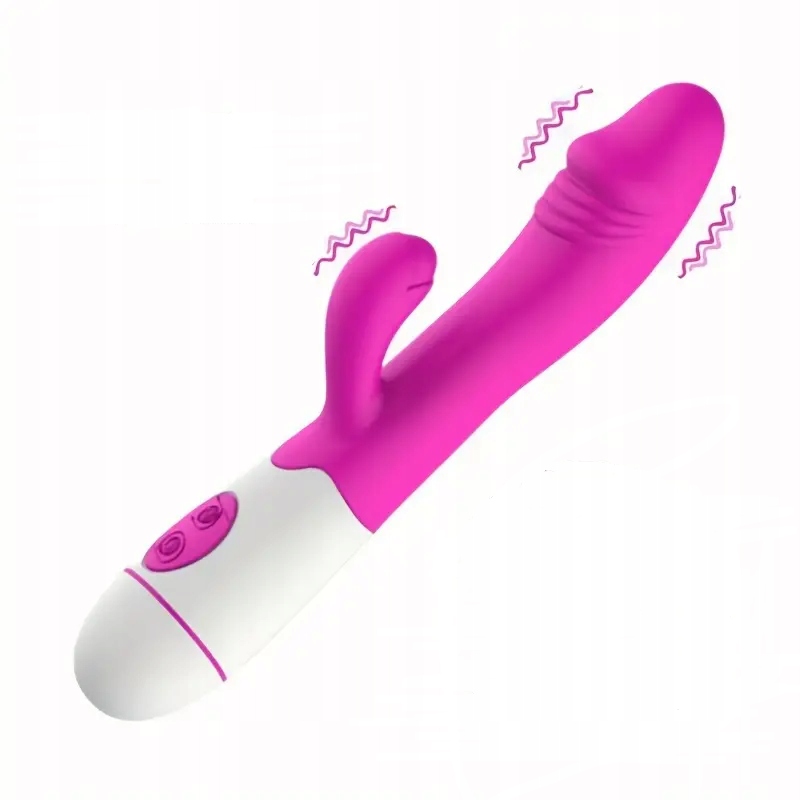 Wibrator dildo punkt G z króliczkiem króliczek RÓŻOWY
