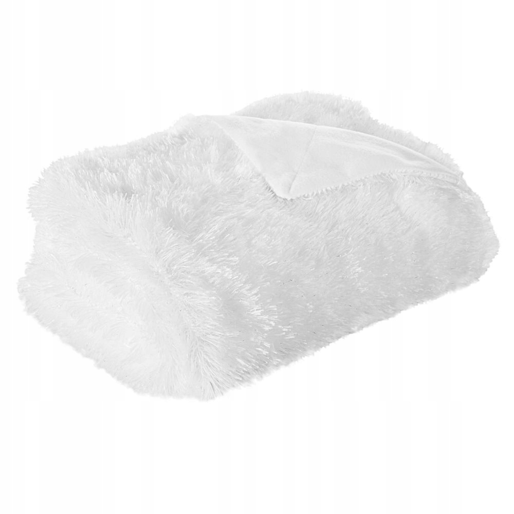 Biały koc futerko 200x220 miękki miły D91