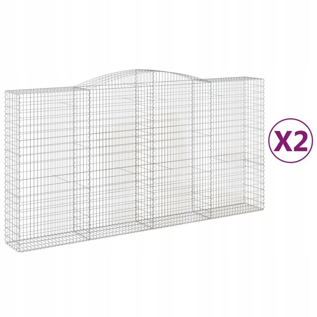 vidaXL Kosze gabionowe, 2 szt, 400x50x200/220 cm, galwanizowane żelazo