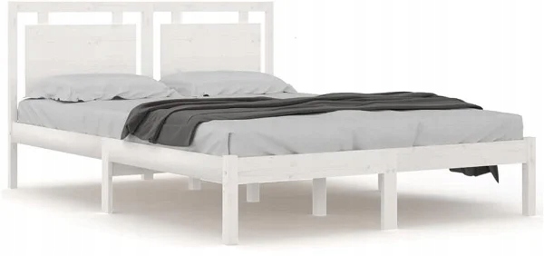 Biała rama łóżka z litego drewna 150 × 200 cm King Size, 3105541