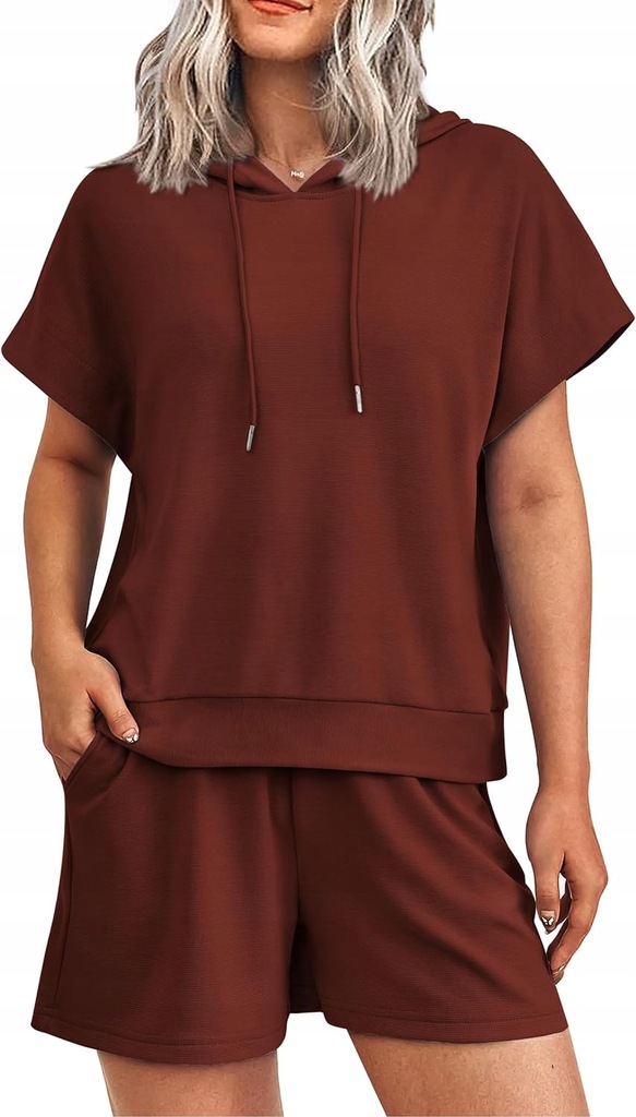 Women's 2 Piece Outfits Summer Cap Sleeve Hoodie Tops And Lounge, S