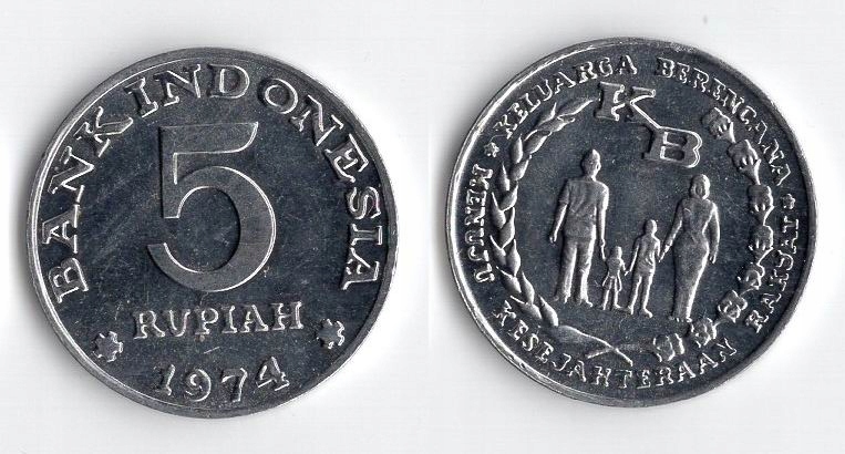 INDONEZJA 1974 5 RUPIAH