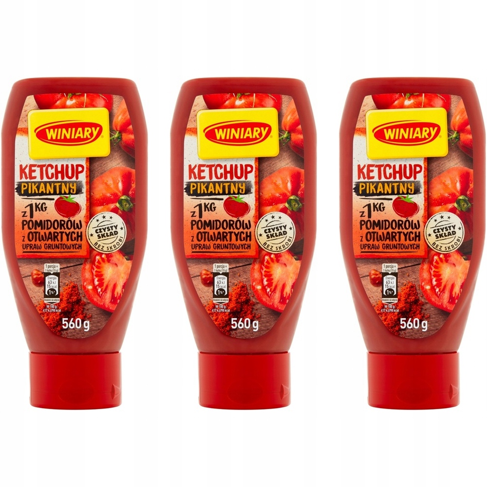 Winiary Ketchup pikantny pomidorowy butelka 3x560g