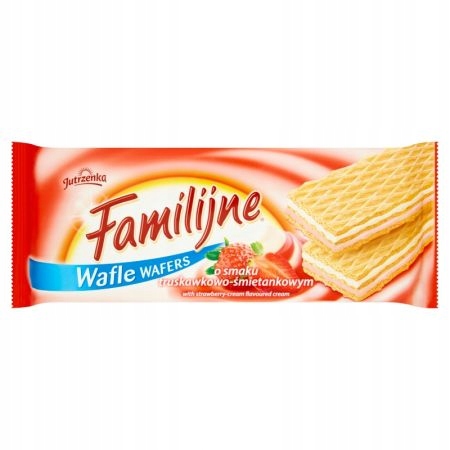 Wafle o smaku truskawkowo śmietankowym 180 g