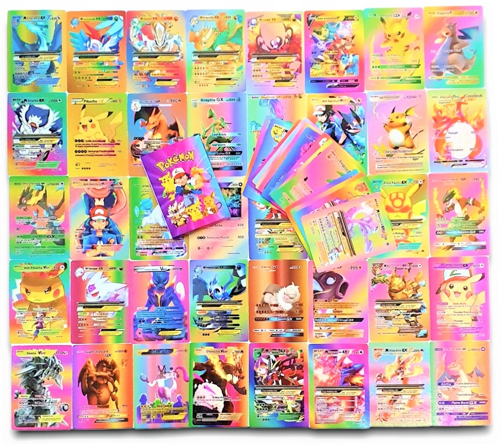 Rainbow KARTY POKEMON 55 szt KART kolekcjonerskie