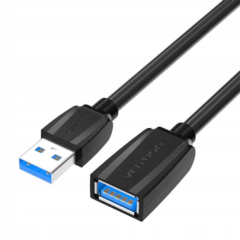 Przedłużacz USB 3.0, męski USB do żeński USB, Vention 1m (czarny)