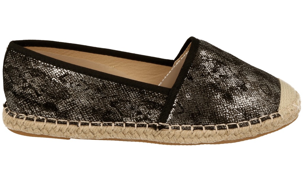 Baleriny Espadryle Slip On Skóra Wężą 315A R40