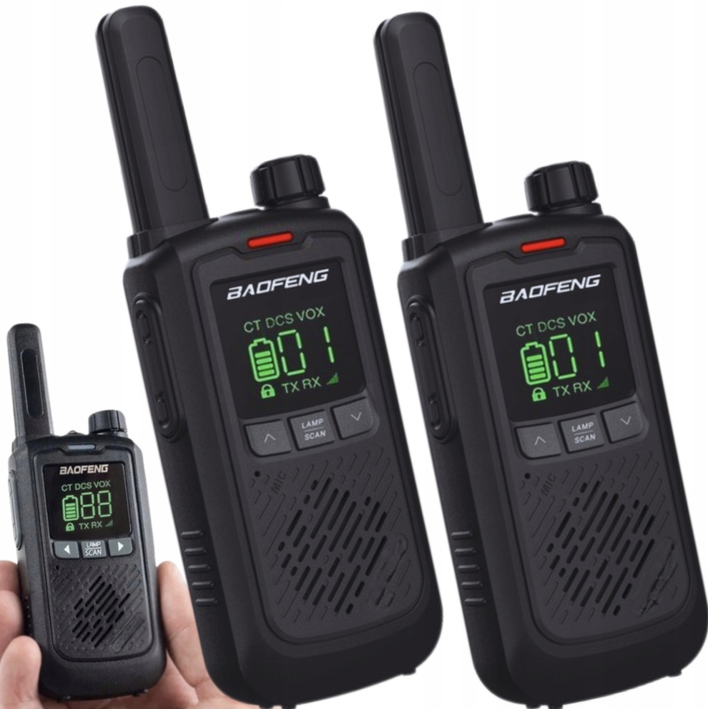 2x Krótkofalówka Baofeng BF-T17 KOLOR CZARNY | WALKIE TALKIE 16 kanałów