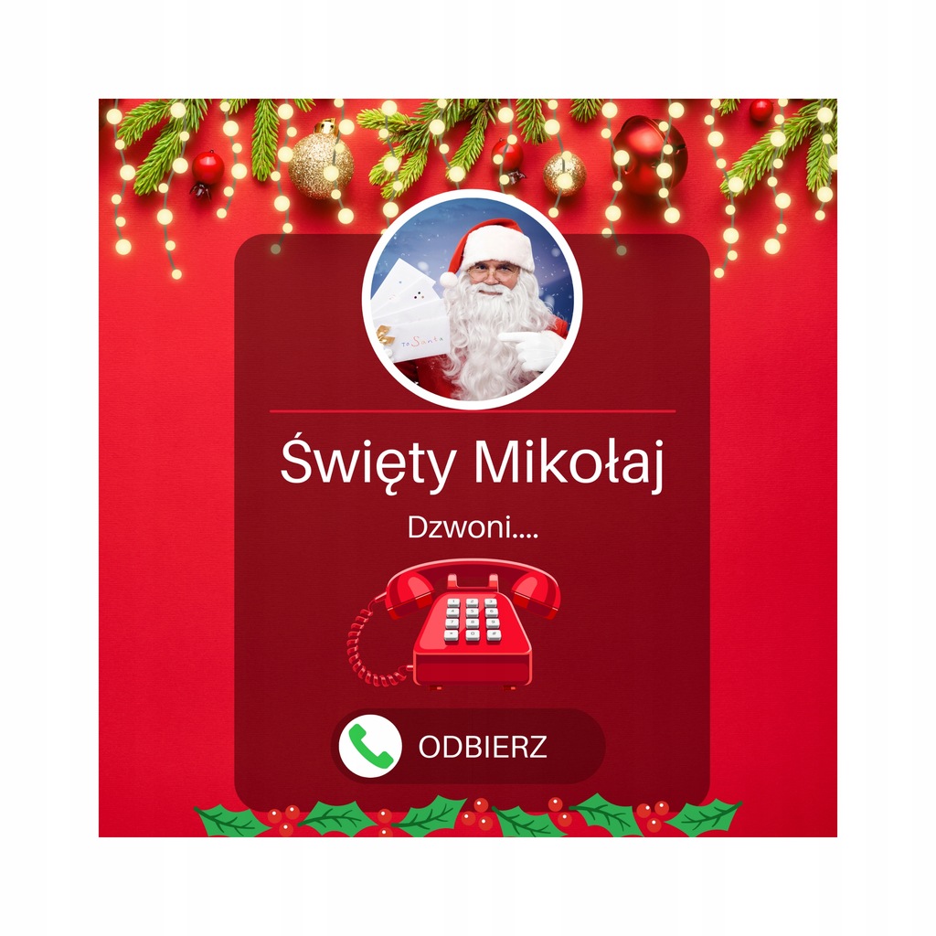 Voucher TELEFON od Świętego Mikołaja PREZENT dla dziecka bon MIKOŁAJKI