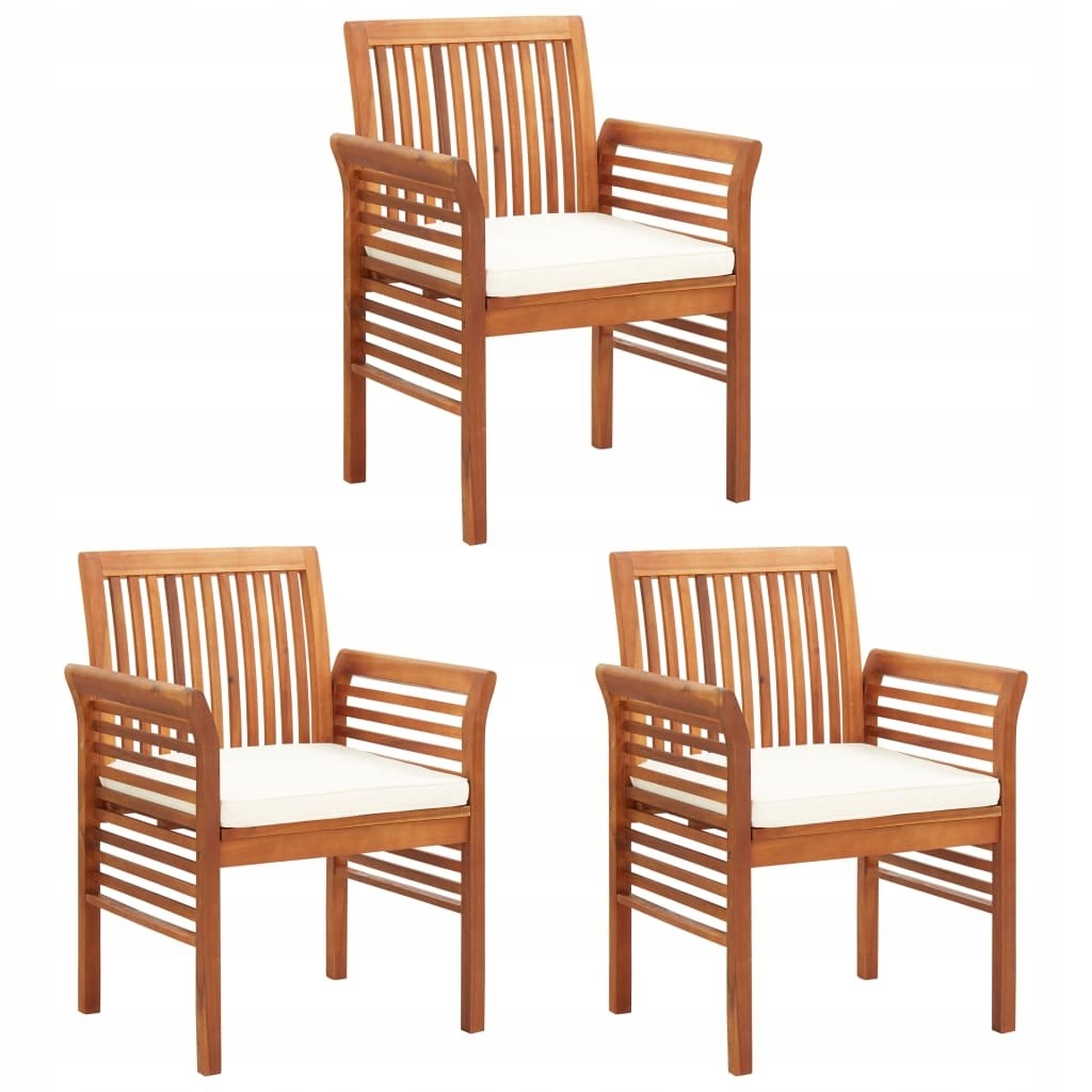 Krzesła ogrodowe z poduszkami, 3 szt., lite drewno